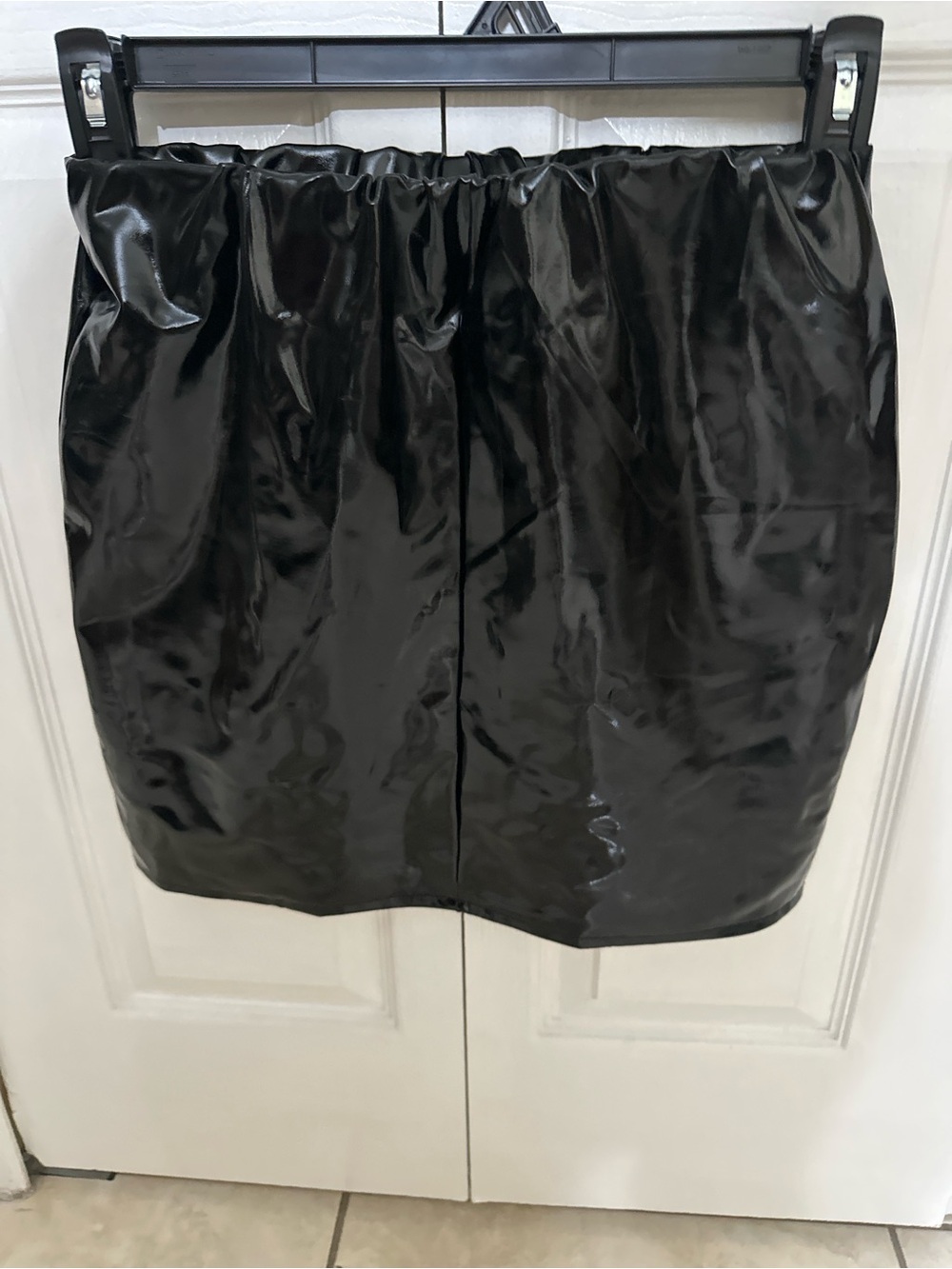 Shiny Black Faux Leather Mini Skirt